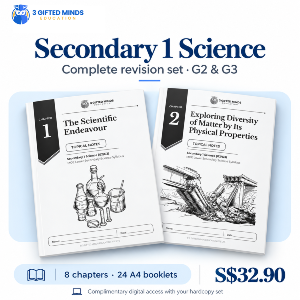 Secondary 1 Science Complete Revision Series (G2/G3) | 8 Chapters, 24 Booklets
